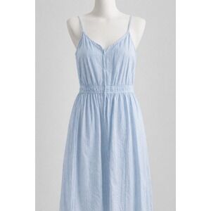 Loft Small Striped Seersucker Cotton Sundress Sleeveless Coastal‎ Preppy Beach